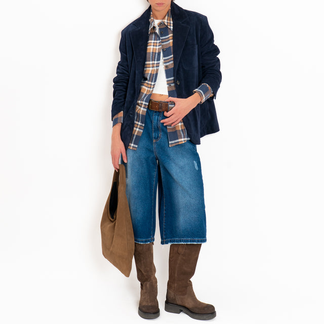 Tensione in-Camicia check flanella - blu/burro/tabacco