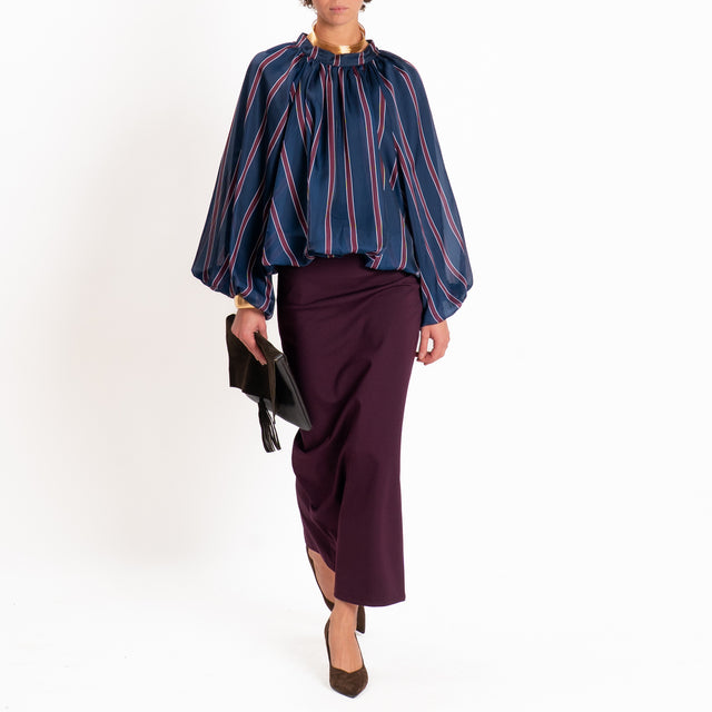 Tensione in-Blusa righe manica palloncino - blu/bordeaux