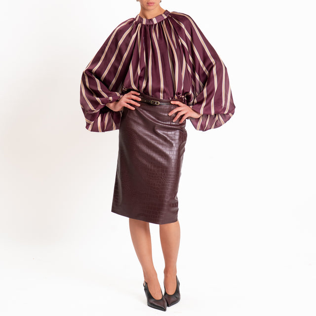 Dixie-Gonna similpelle effetto cocco - Bordeaux