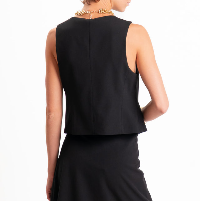 Tensione in-Gilet doppio crêpe - nero