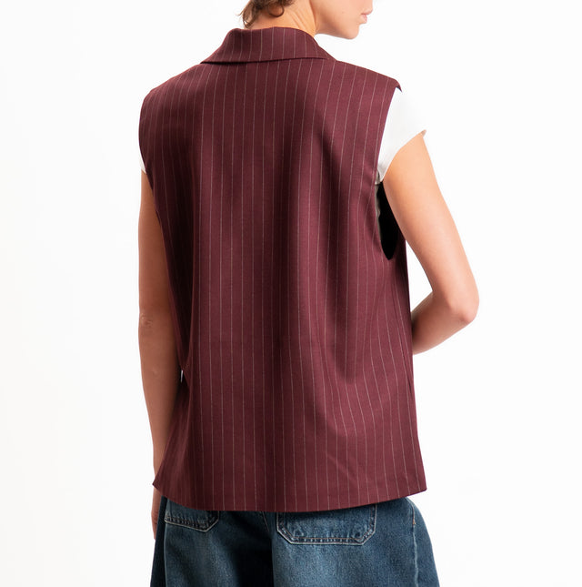 Tensione in-Gilet gessato spacchi laterali - Bordeaux