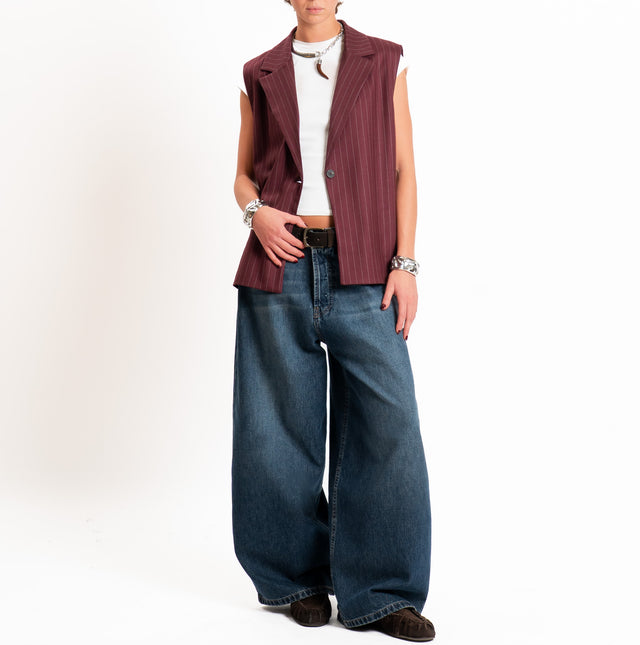 Tensione in-Gilet gessato spacchi laterali - Bordeaux