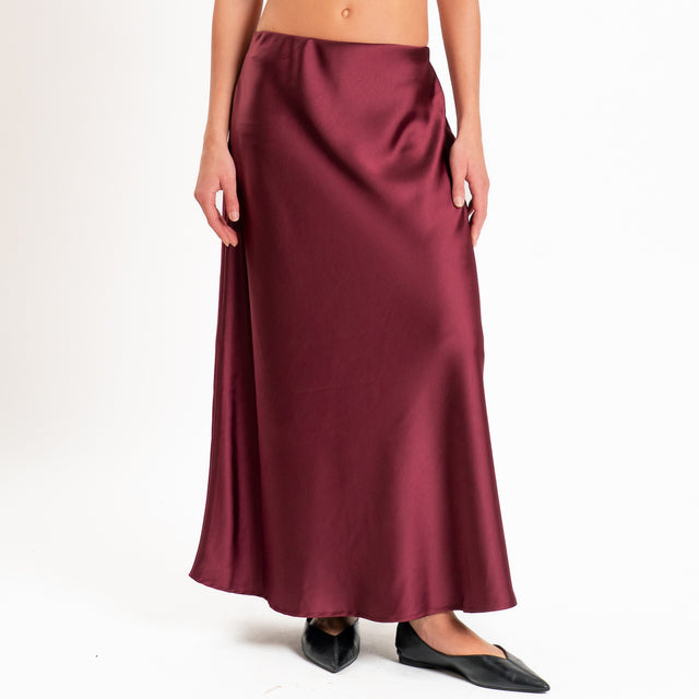 Tensione in-Gonna satin elastico in vita - vino
