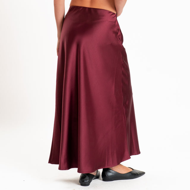 Tensione in-Gonna satin elastico in vita - vino