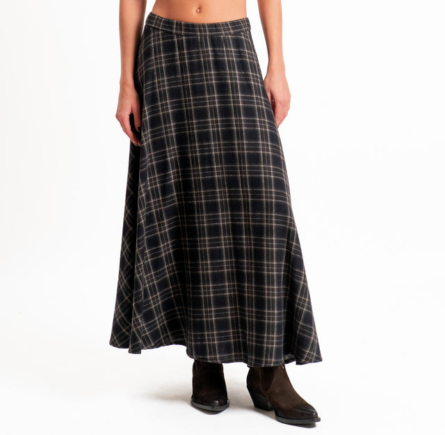Tensione in-Gonna check in flanella - moro/nero/beige