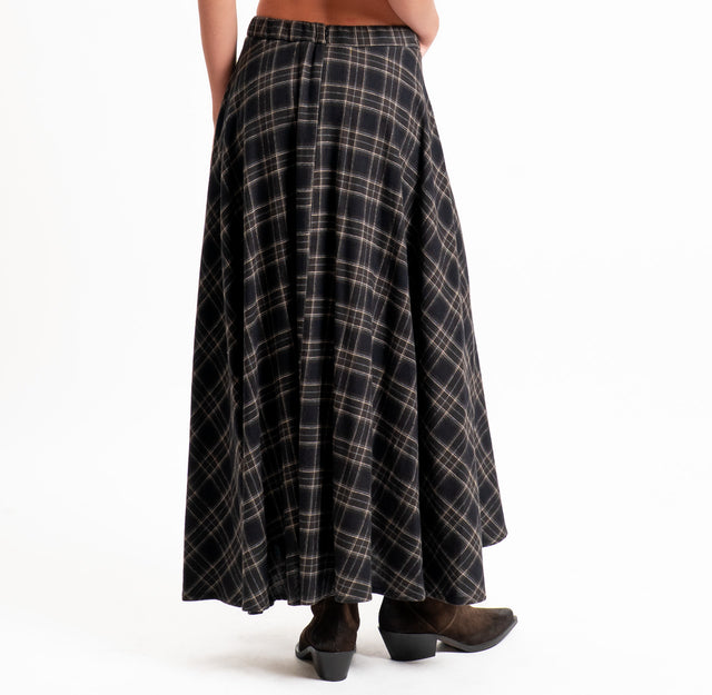 Tensione in-Gonna check in flanella - moro/nero/beige