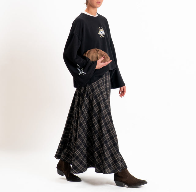 Tensione in-Gonna check in flanella - moro/nero/beige