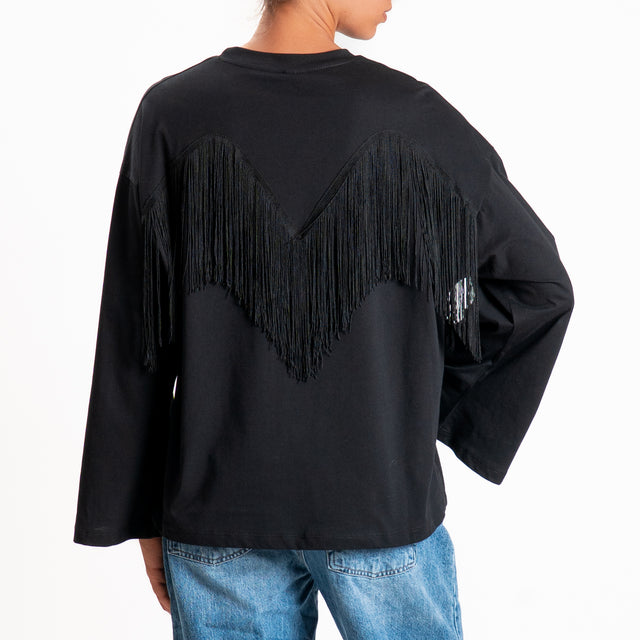 Tensione in-T-shirt con frange - nero/nero