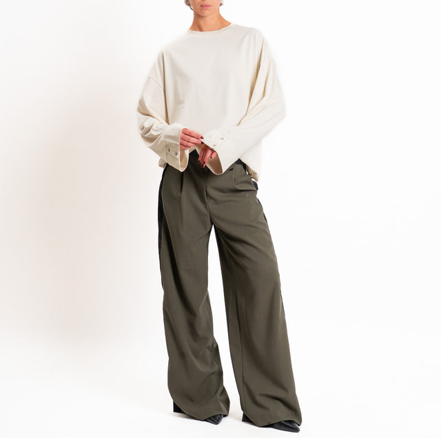 Tensione in-T-shirt oversize manica ampia - burro