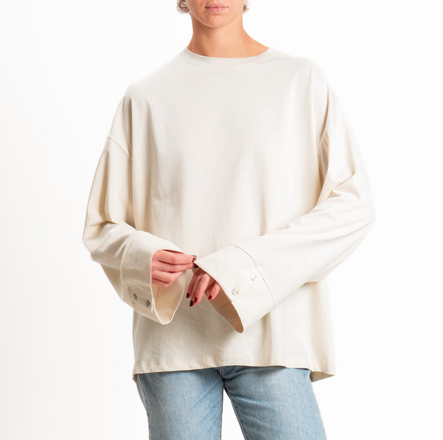 Tensione in-T-shirt oversize manica ampia - burro