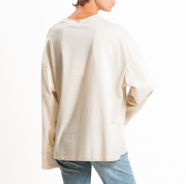 Tensione in-T-shirt oversize manica ampia - burro