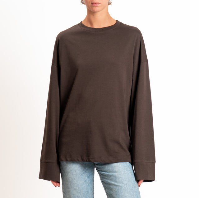 Tensione in-T-shirt oversize manica ampia - moro