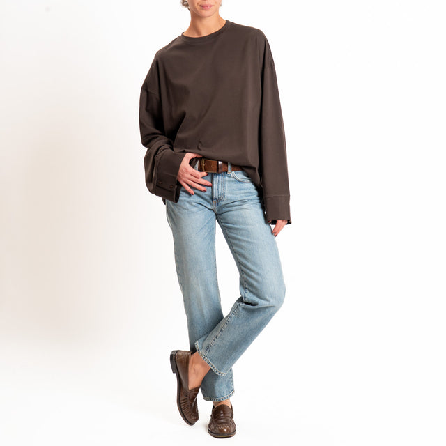 Tensione in-T-shirt oversize manica ampia - moro