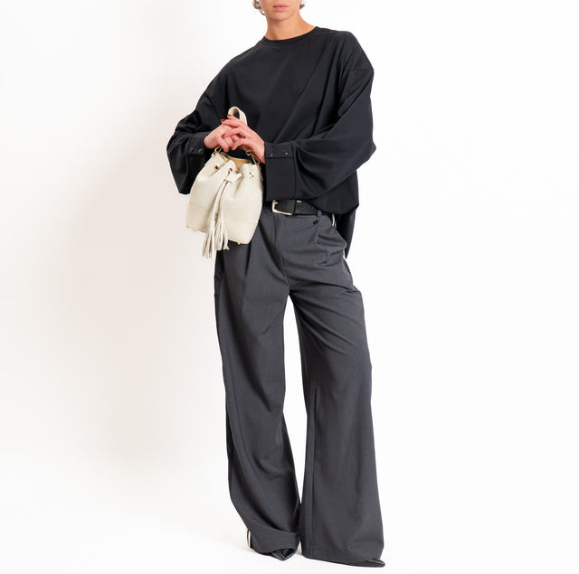 Tensione in-T-shirt oversize manica ampia - nero