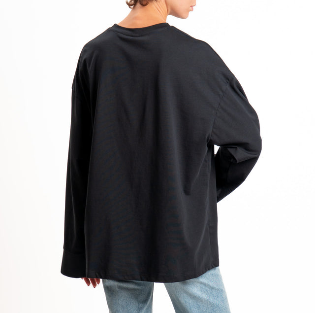 Tensione in-T-shirt oversize manica ampia - nero
