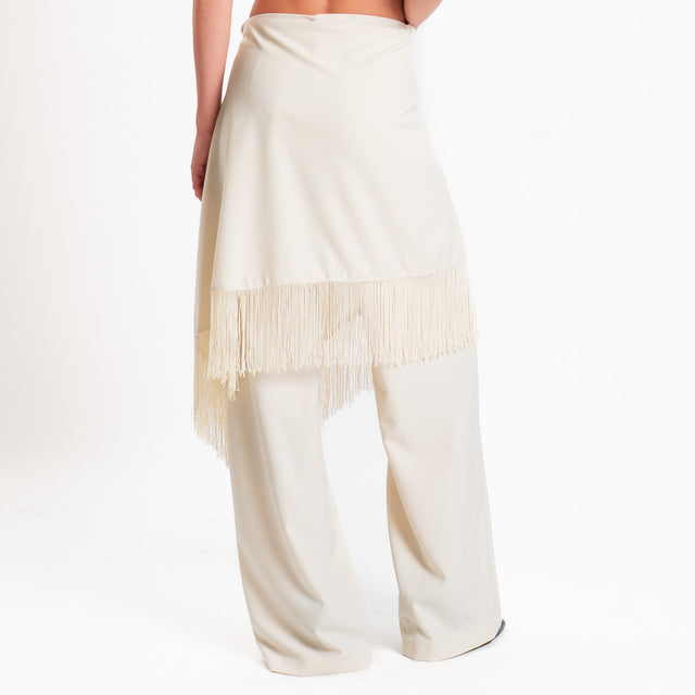 Tensione in-Pantalone con pareo e frange - panna