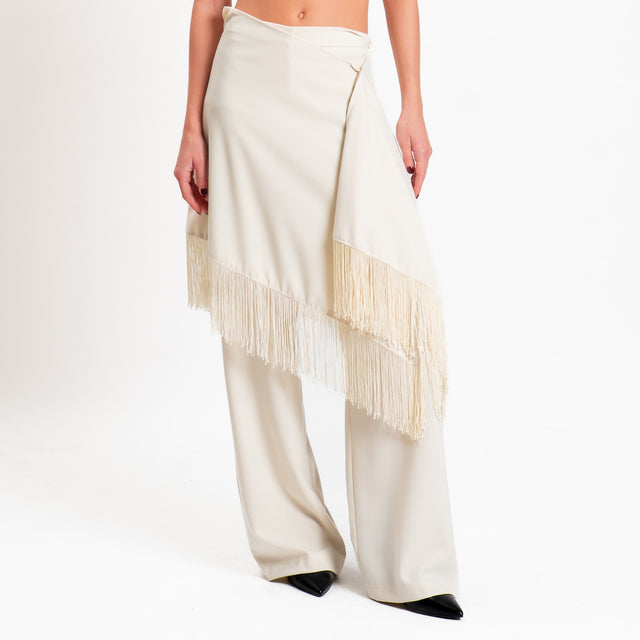 Tensione in-Pantalone con pareo e frange - panna