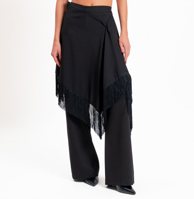 Tensione in-Pantalone con pareo e frange - nero