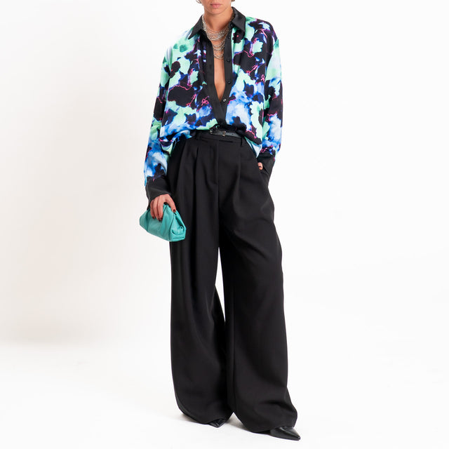 Tensione in-Pantalone wide leg con pinces - nero