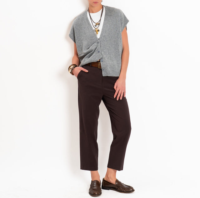 Tensione in-Pantalone elasticizzato straight fit - moro