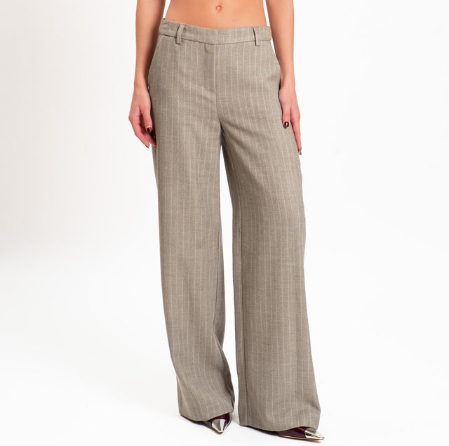 Tensione in-Pantalone gessato in flanella - beige