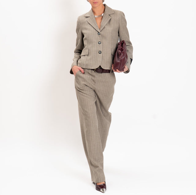 Tensione in-Pantalone gessato in flanella - beige