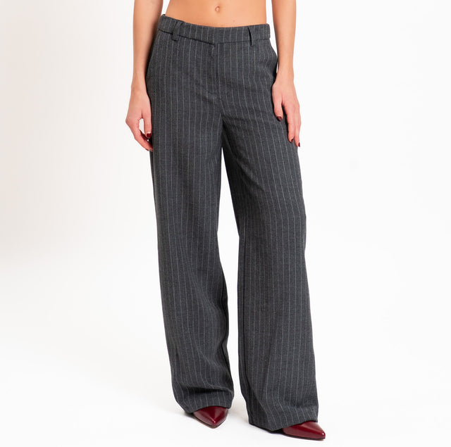 Tensione in-Pantalone gessato in flanella - grigio