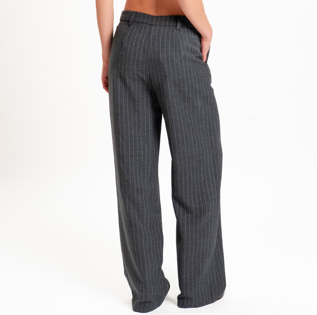 Tensione in-Pantalone gessato in flanella - grigio