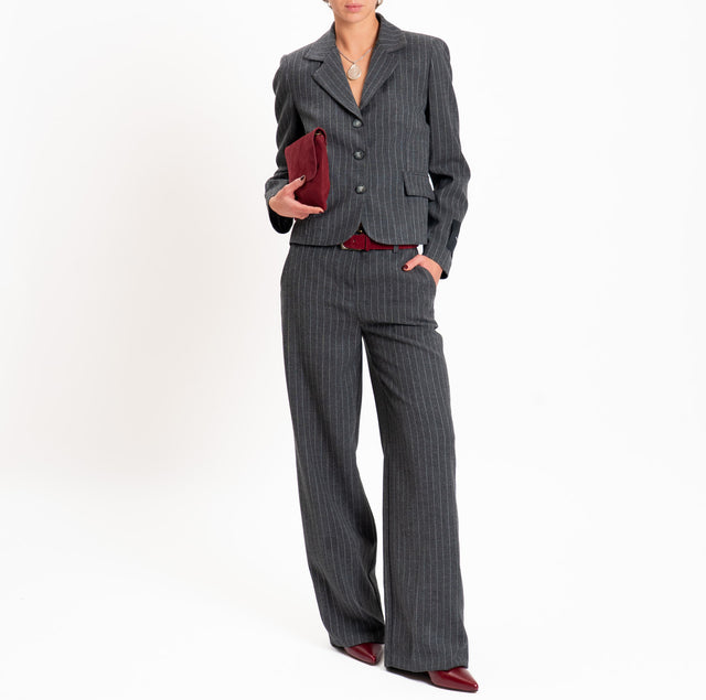 Tensione in-Pantalone gessato in flanella - grigio
