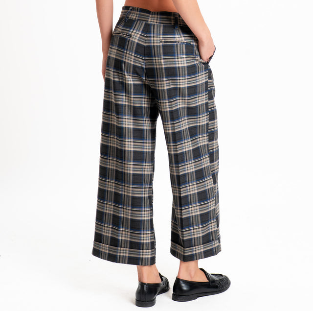Tensione in-Pantalone check con risvolto - blu/antracite/taupe
