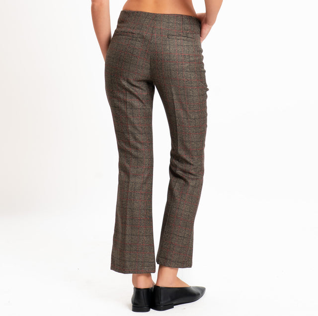 Tensione in-Pantalone principe di galles flare cut - beige/nero/rosso