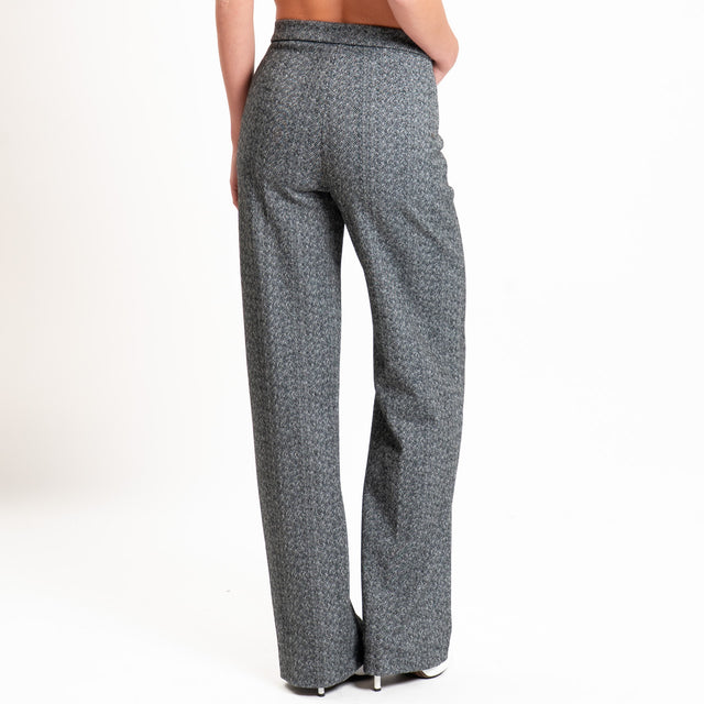 Tensione in-Pantalone resca flanella elasticizzata - bianco/nero