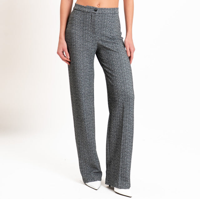 Tensione in-Pantalone resca flanella elasticizzata - bianco/nero