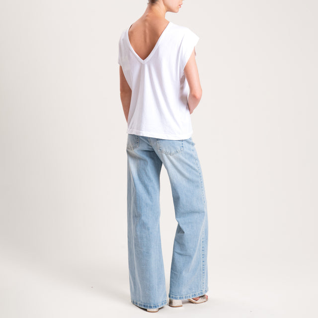 Tensione in-T-shirt scollo v dietro - bianco