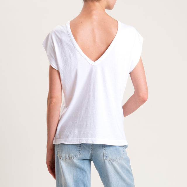 Tensione in-T-shirt scollo v dietro - bianco
