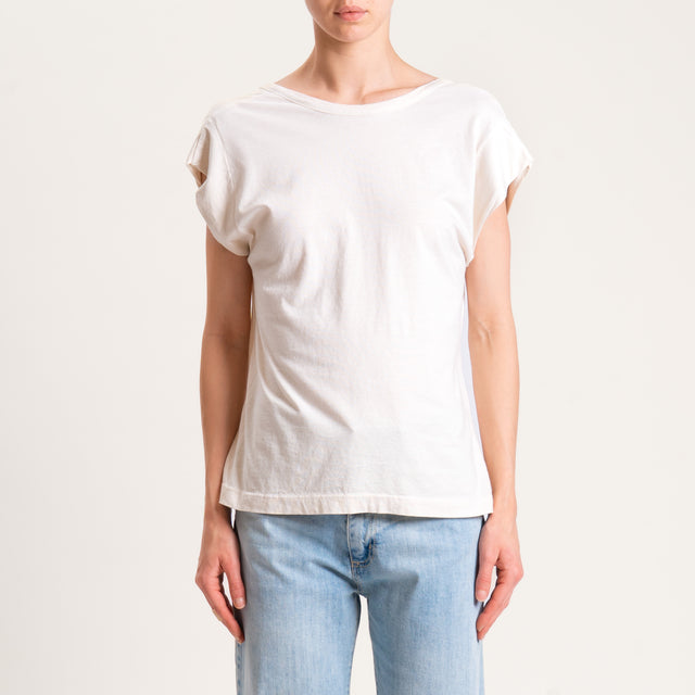 Tensione in-T-shirt scollo v dietro - burro
