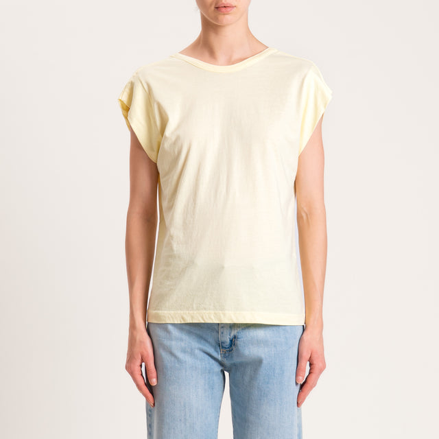 Tensione in-T-shirt scollo v dietro - giallo