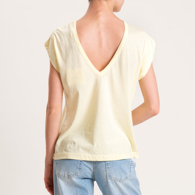 Tensione in-T-shirt scollo v dietro - giallo