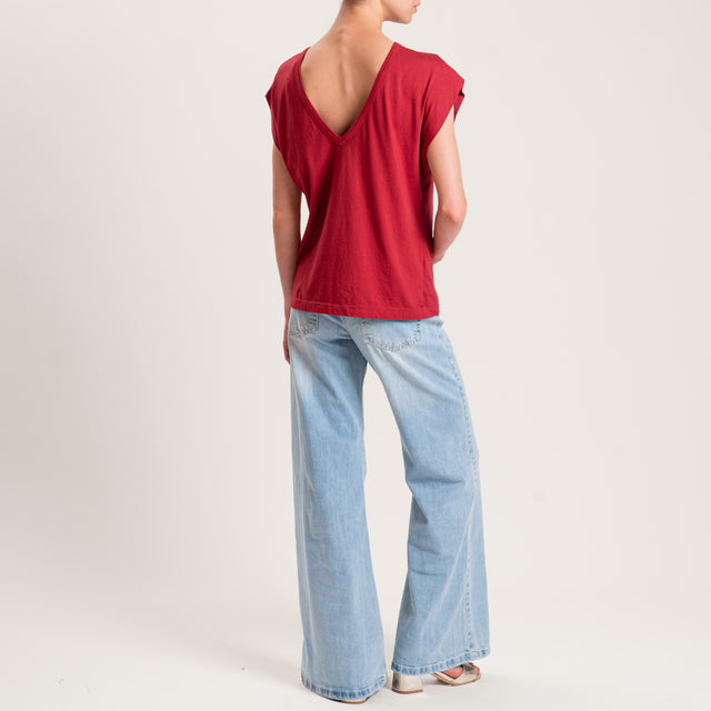 Tensione in-T-shirt scollo v dietro - india