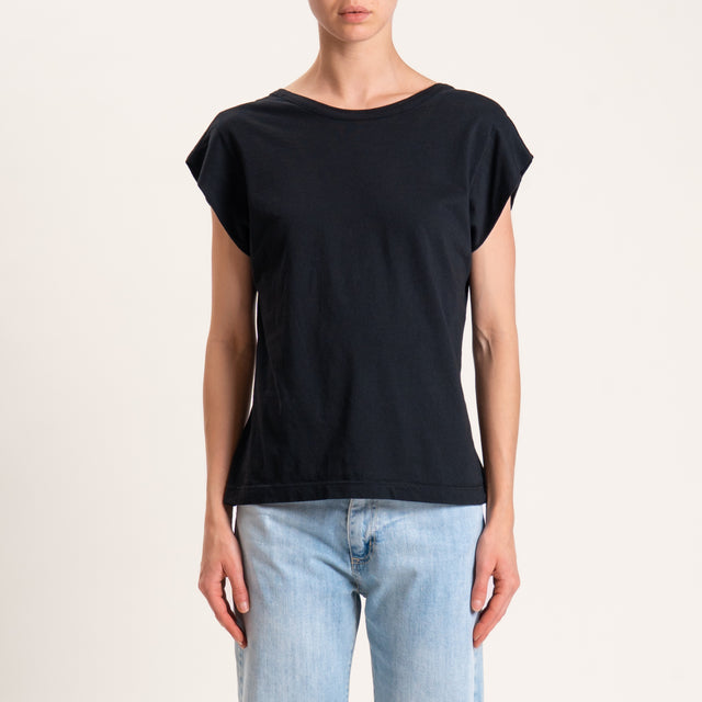 Tensione in-T-shirt scollo v dietro - nero