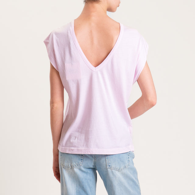 Tensione in-T-shirt scollo v dietro - rosa