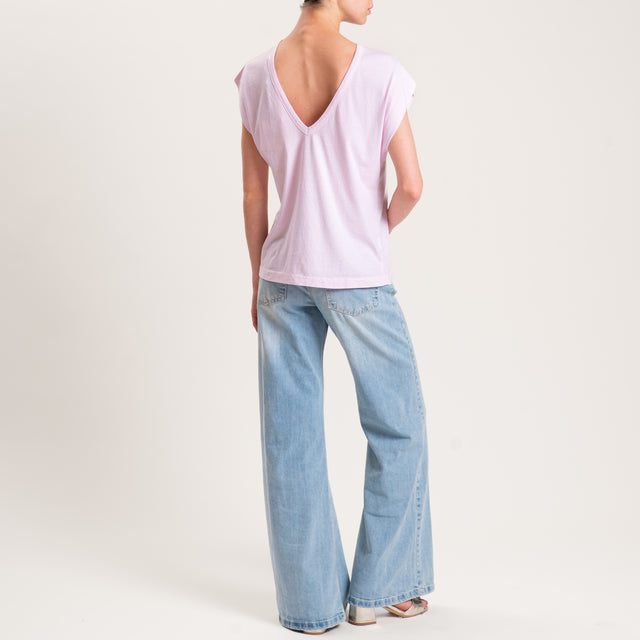 Tensione in-T-shirt scollo v dietro - rosa