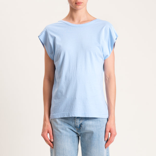 Tensione in-T-shirt scollo v dietro - topazio