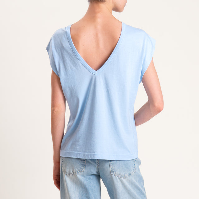 Tensione in-T-shirt scollo v dietro - topazio