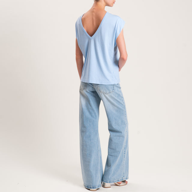 Tensione in-T-shirt scollo v dietro - topazio