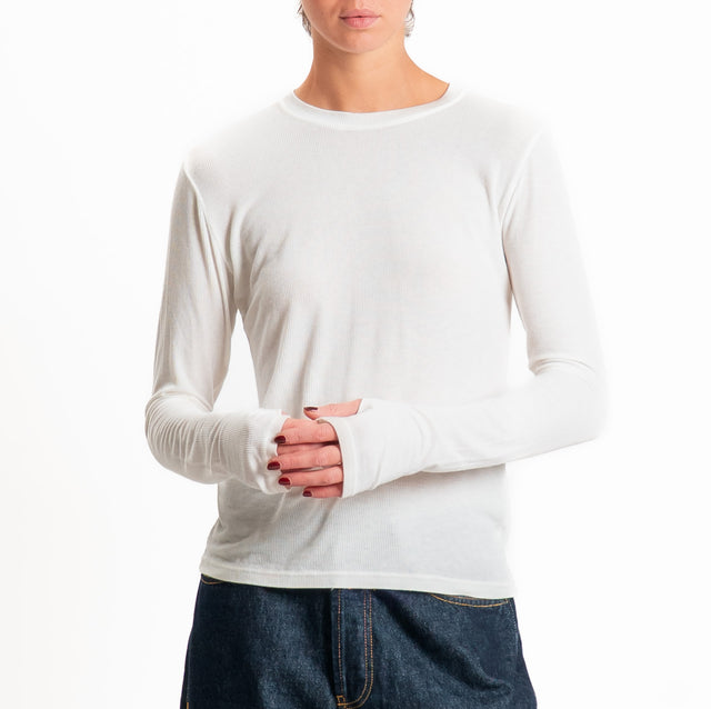 Tensione in-Maglia misto cashmere polsino con asola - latte