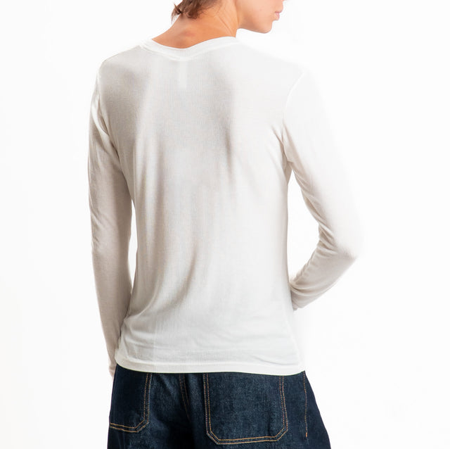 Tensione in-Maglia misto cashmere polsino con asola - latte