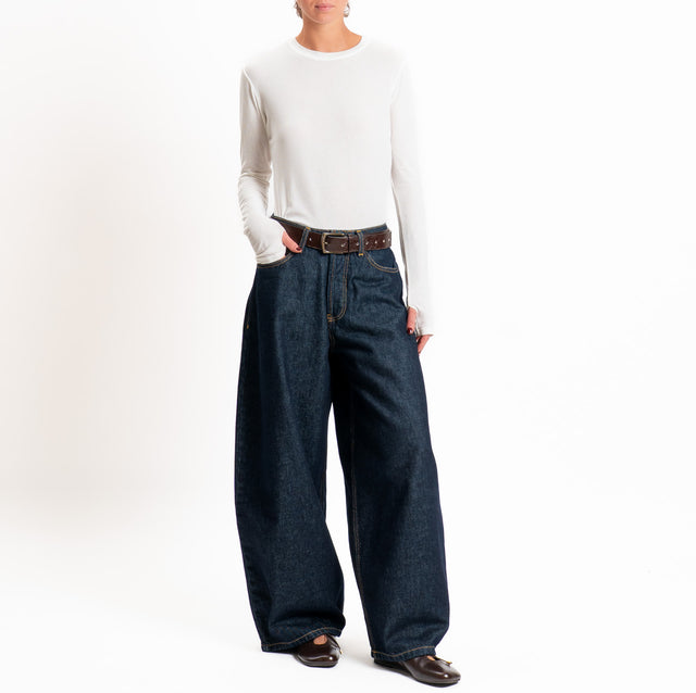 Tensione in-Maglia misto cashmere polsino con asola - latte