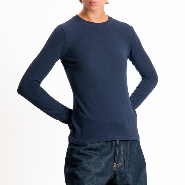 Tensione in-Maglia misto cashmere polsino con asola - blu