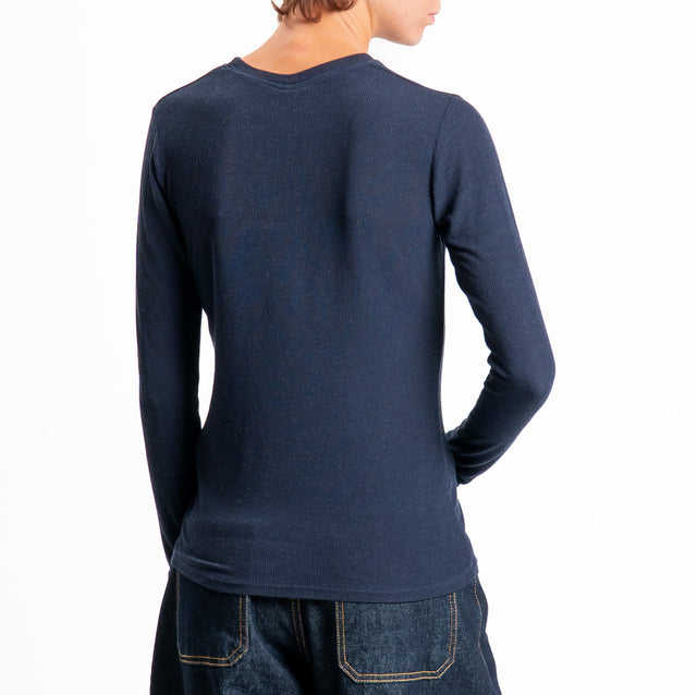 Tensione in-Maglia misto cashmere polsino con asola - blu